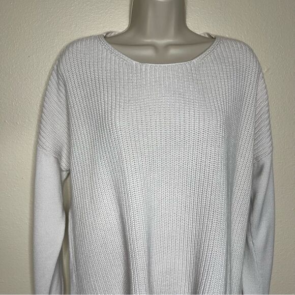 Chicos Cream Knit Sweater High Low Hemline Pullover Cotton Modal Womens Large - Picture 3 of 11